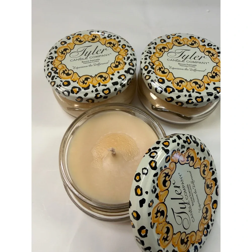 Tyler Candle Company Patchouli Scented Jar Candles 3.4oz Set of 3 Leopard Lid